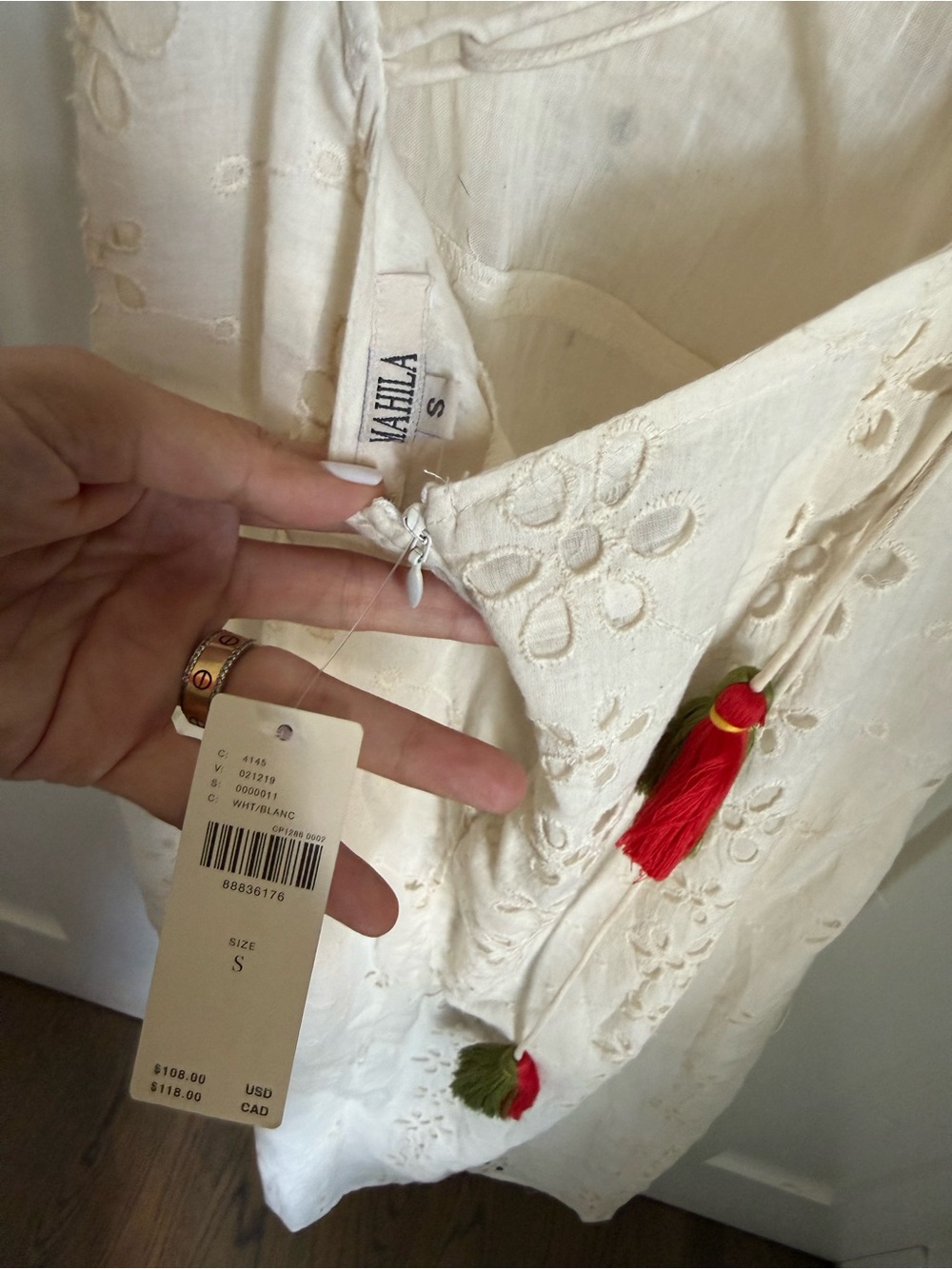 NWT Anthropologie Mahila Asymmetrical Embellished Midi Dress with embroidery. S. - Picture 8 of 10